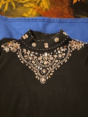 INC International Concepts Black Embellished High Neck Sweater